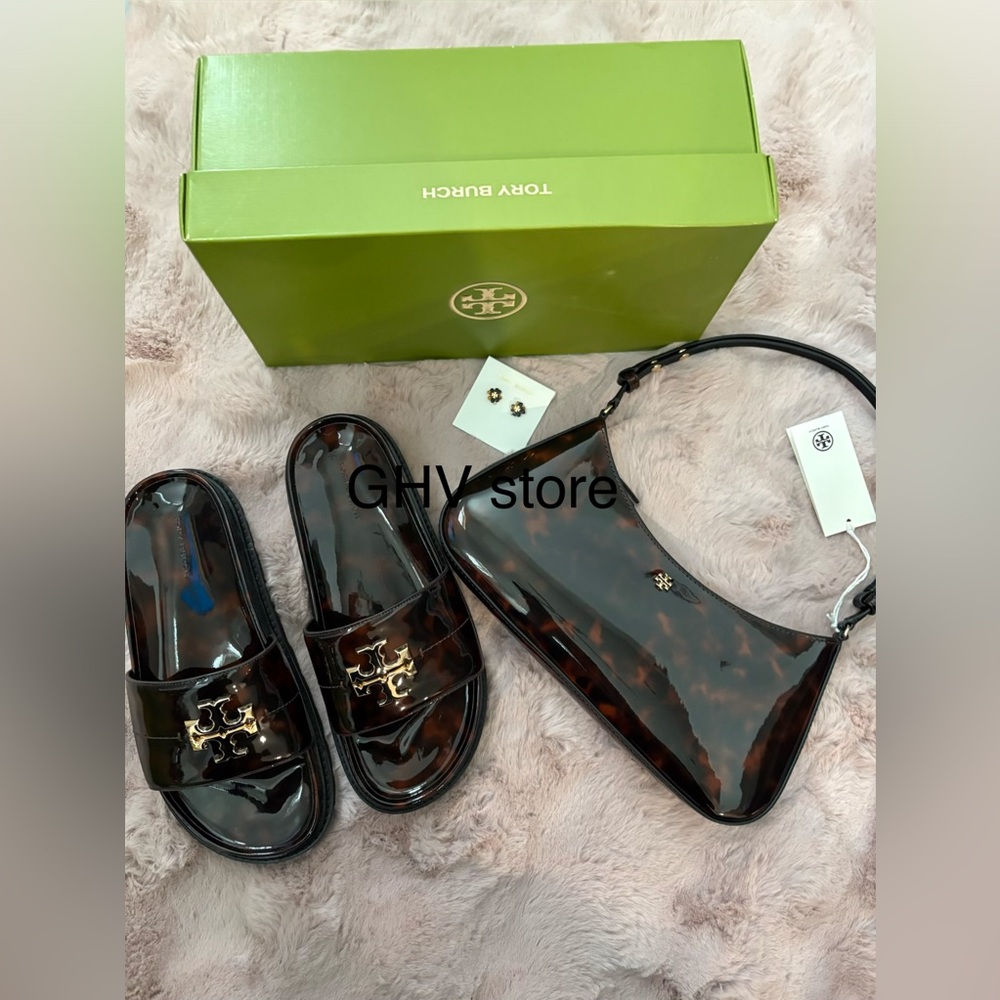 Tory Burch Black Everly Anatomic lug Sandals - Picture 7 of 9